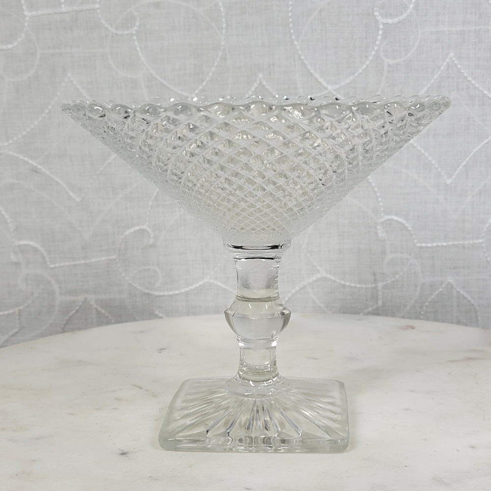 Vintage Anchor Hocking Miss America Clear Depression Glass Pedestal Compote